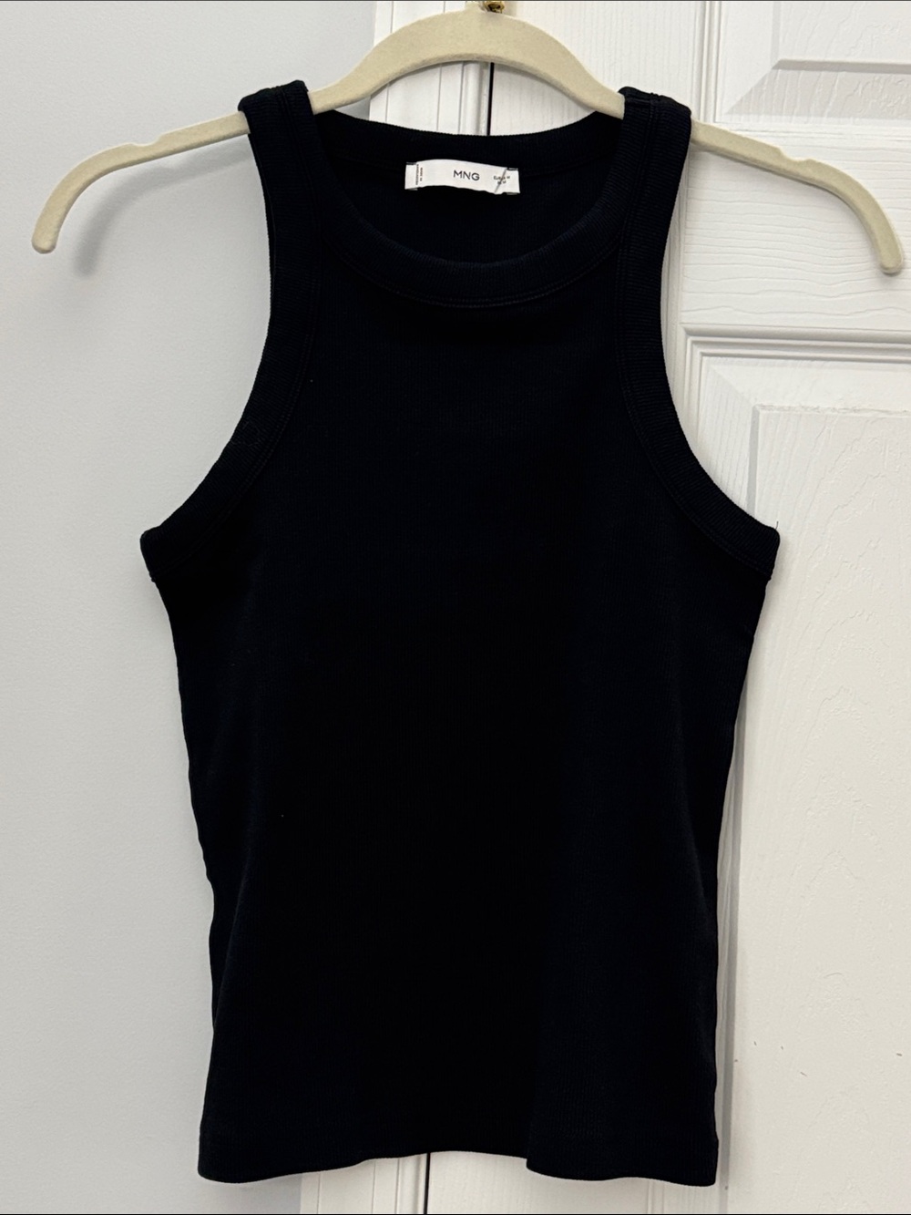 Mango Black Ribbed Sleeveless Tank